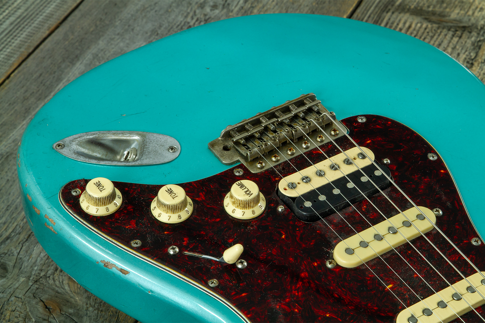 Haar Guitars Trad S Hss Lindy Fralin Trem Rw #43592 - Aged Teal Green Metallic - Str shape electric guitar - Variation 3