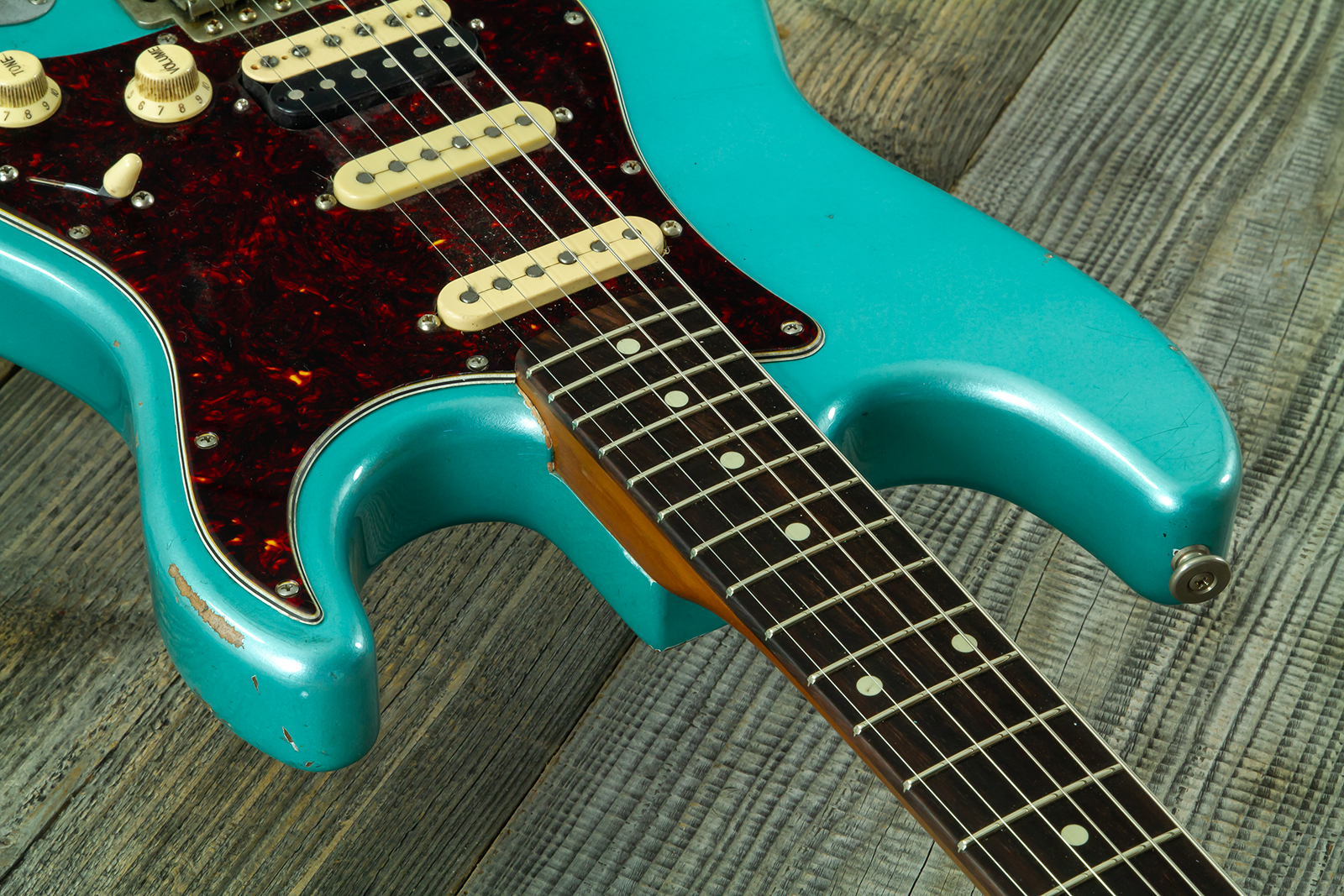 Haar Guitars Trad S Hss Lindy Fralin Trem Rw #43592 - Aged Teal Green Metallic - Str shape electric guitar - Variation 4