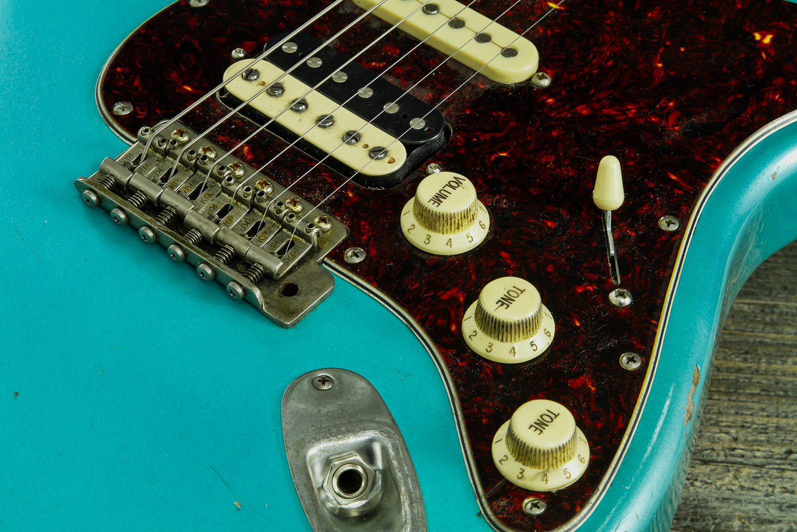 Haar Guitars Trad S Hss Lindy Fralin Trem Rw #43592 - Aged Teal Green Metallic - Str shape electric guitar - Variation 6