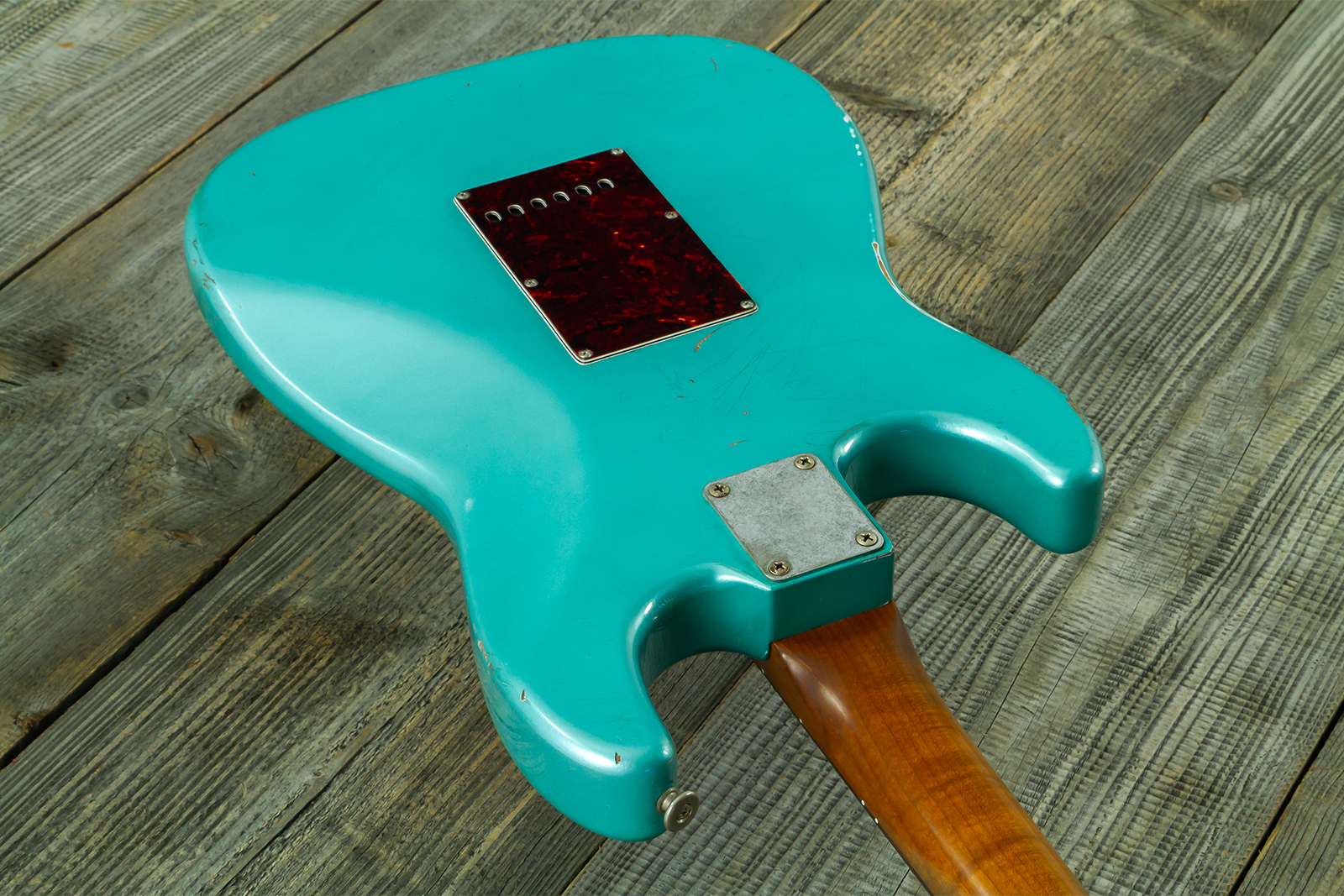 Haar Guitars Trad S Hss Lindy Fralin Trem Rw #43592 - Aged Teal Green Metallic - Str shape electric guitar - Variation 7