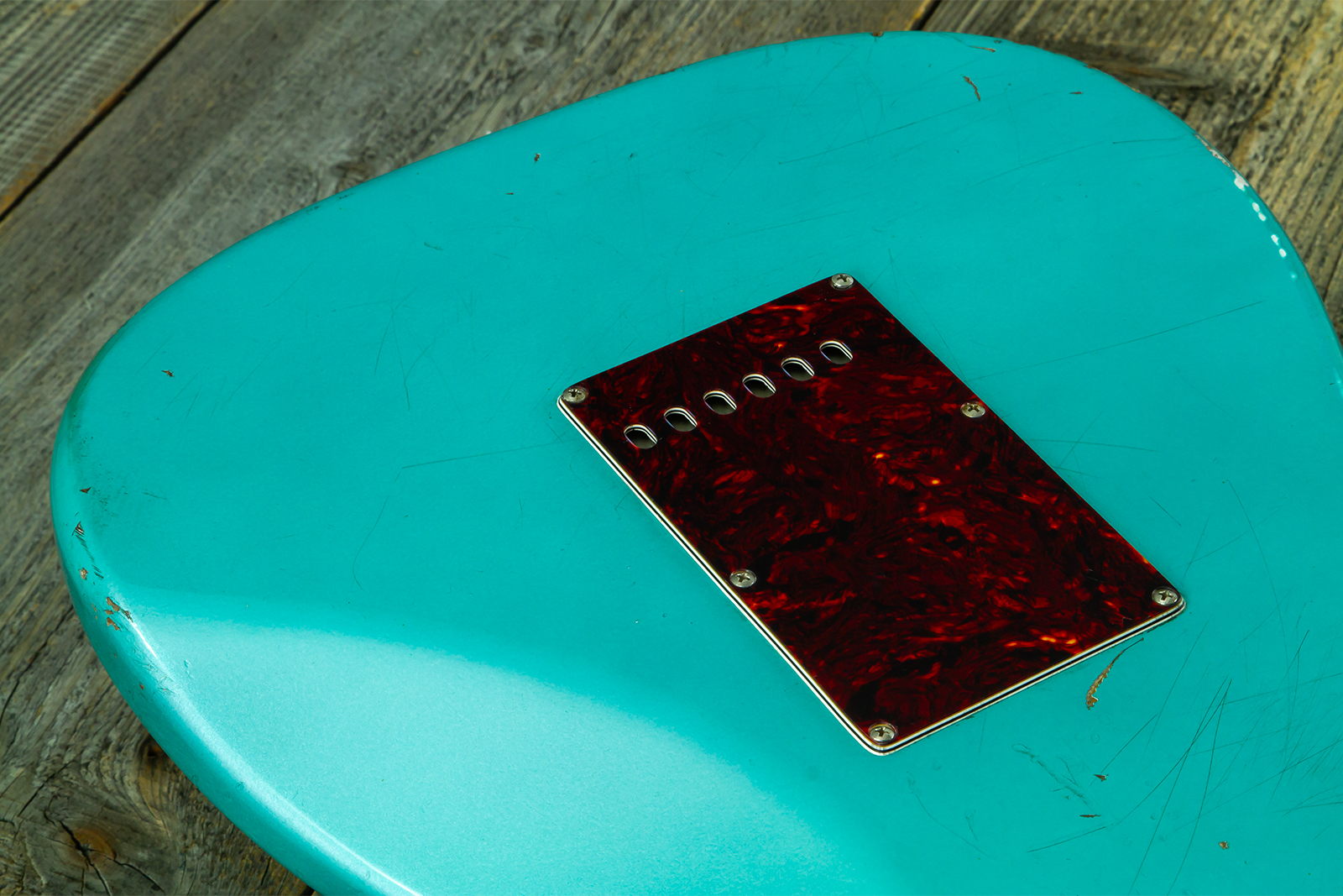 Haar Guitars Trad S Hss Lindy Fralin Trem Rw #43592 - Aged Teal Green Metallic - Str shape electric guitar - Variation 8