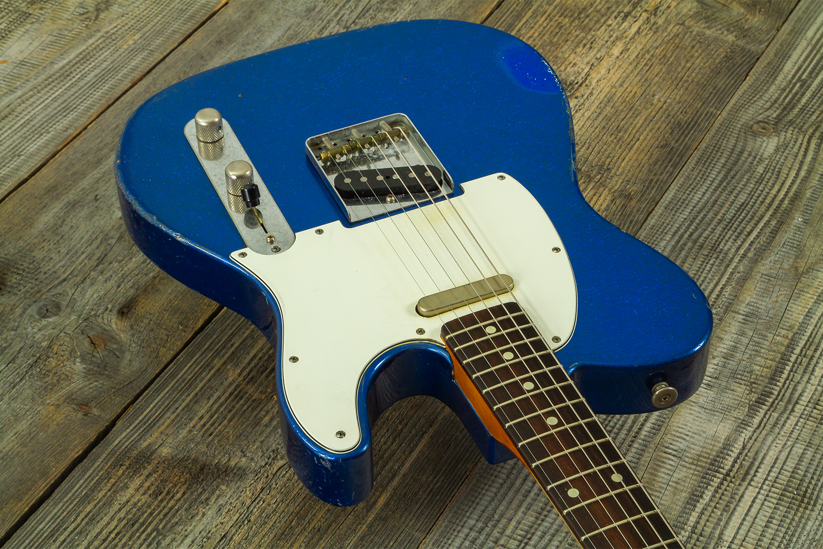 Haar Guitars Trad T 2s Lindy Fralin #43671 - Aged Sparkle Blue - Tel shape electric guitar - Variation 2