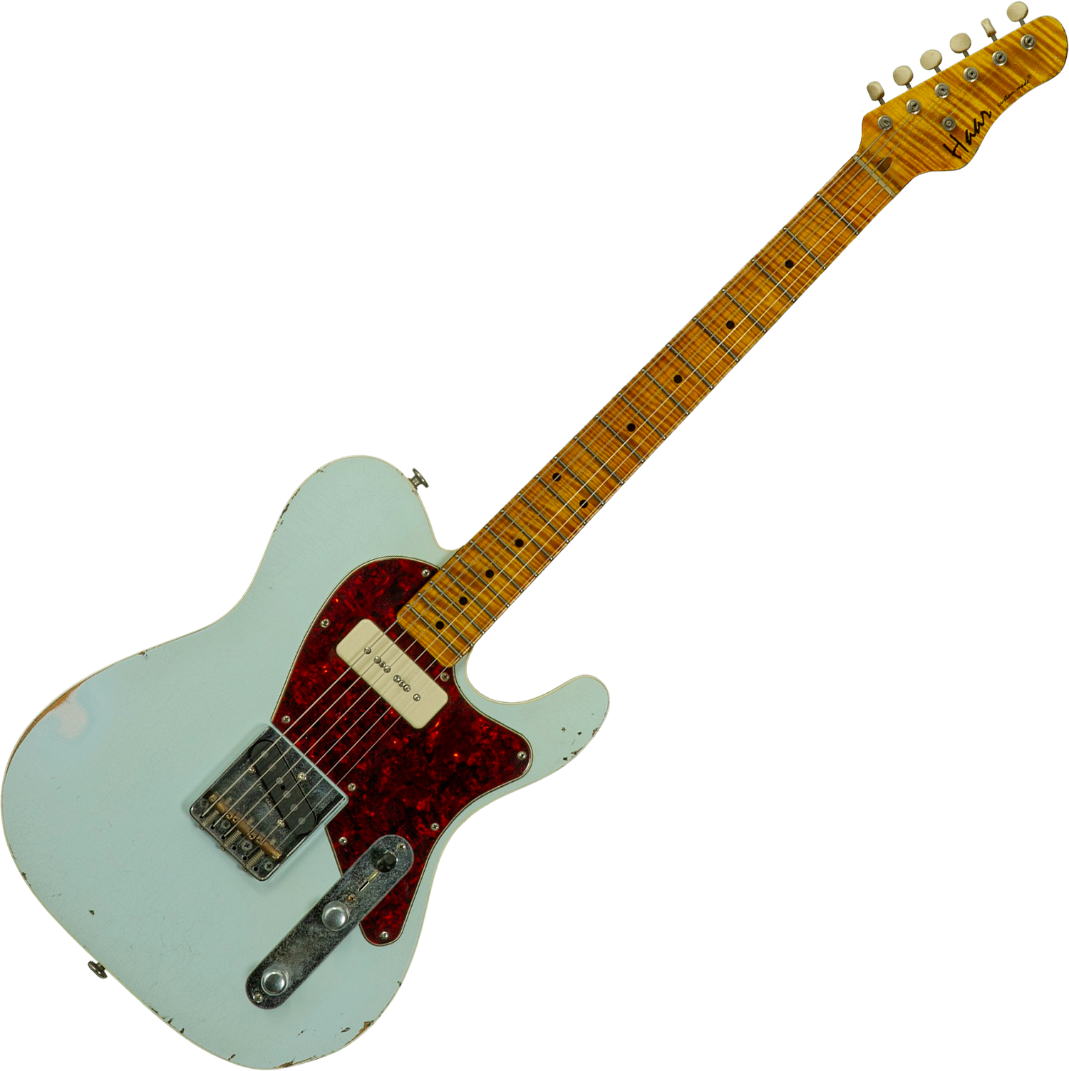 Haar Guitars Trad T  2s Lindy Fralin P90 #43675 - Aged Faded Sonic Blue - Tel shape electric guitar - Variation 1
