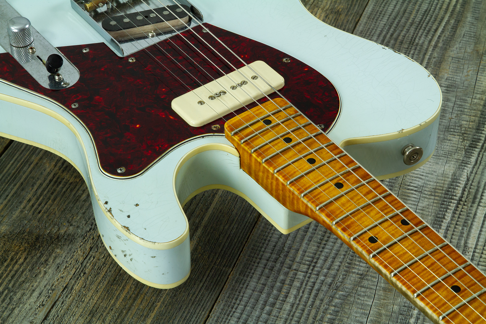 Haar Guitars Trad T  2s Lindy Fralin P90 #43675 - Aged Faded Sonic Blue - Tel shape electric guitar - Variation 6