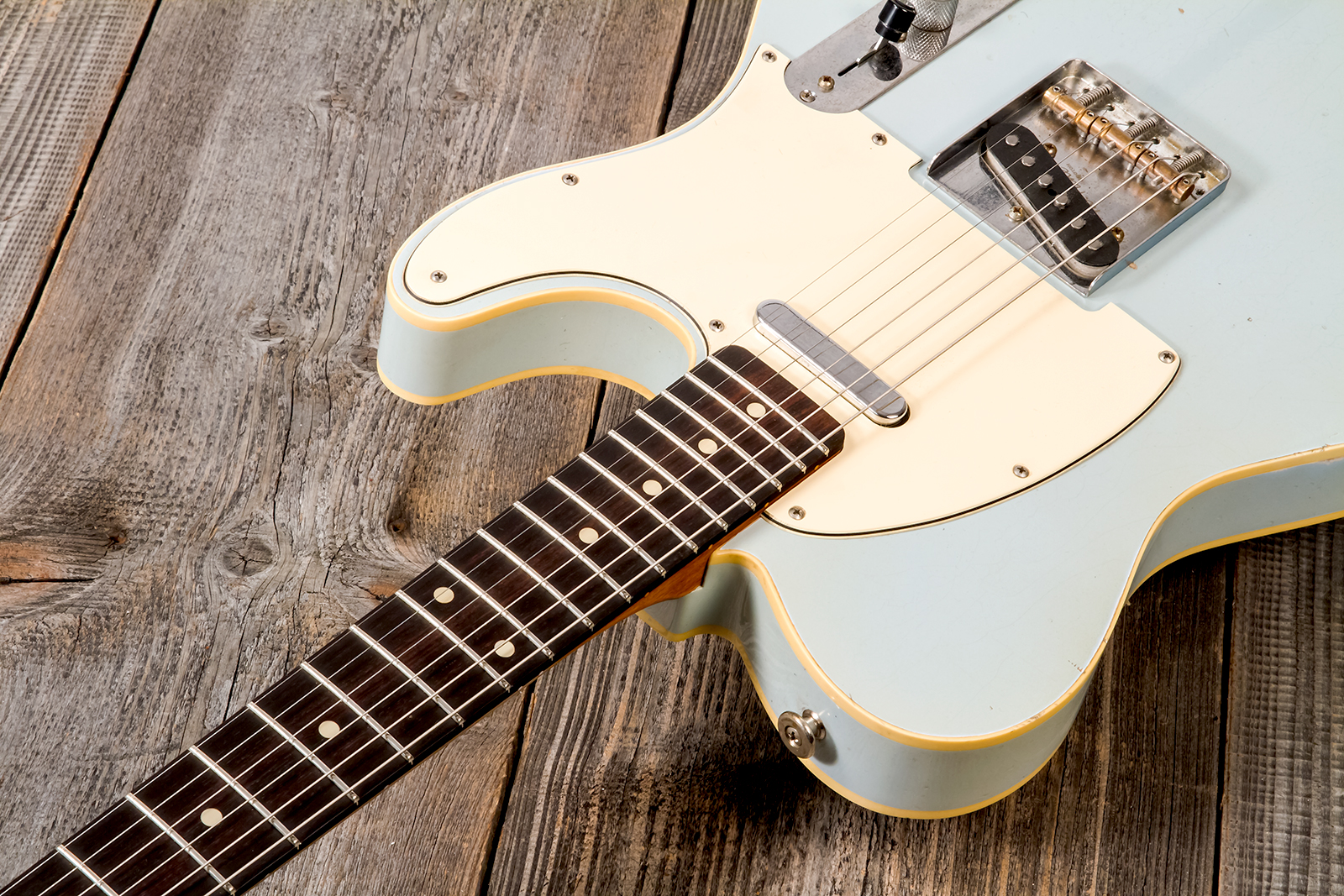 Haar Guitars Trad T Custom 2s Lindy Fralin Ht Rw #42268 - Aged Sonic Blue - Tel shape electric guitar - Variation 3