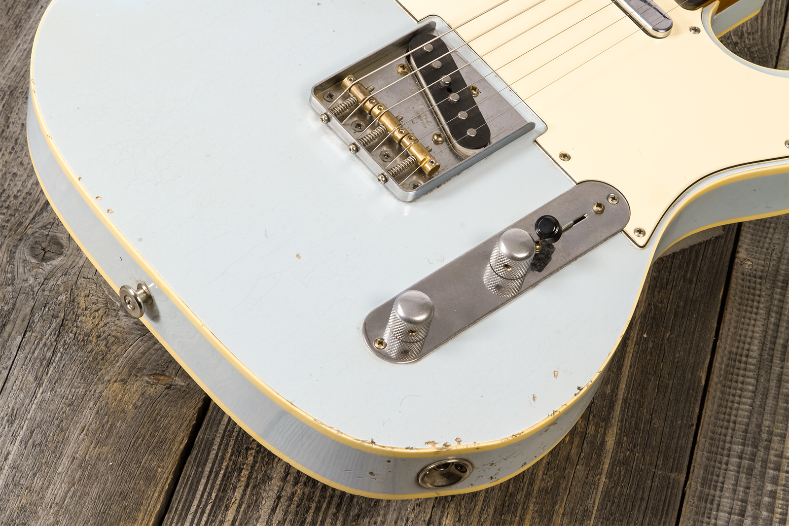 Haar Guitars Trad T Custom 2s Lindy Fralin Ht Rw #42268 - Aged Sonic Blue - Tel shape electric guitar - Variation 4