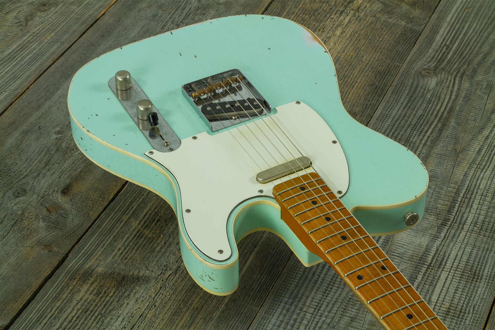 Haar Guitars Trad T Custom 2s Lindy Fralin Mn #43669 - Aged Surf Green - Tel shape electric guitar - Variation 1