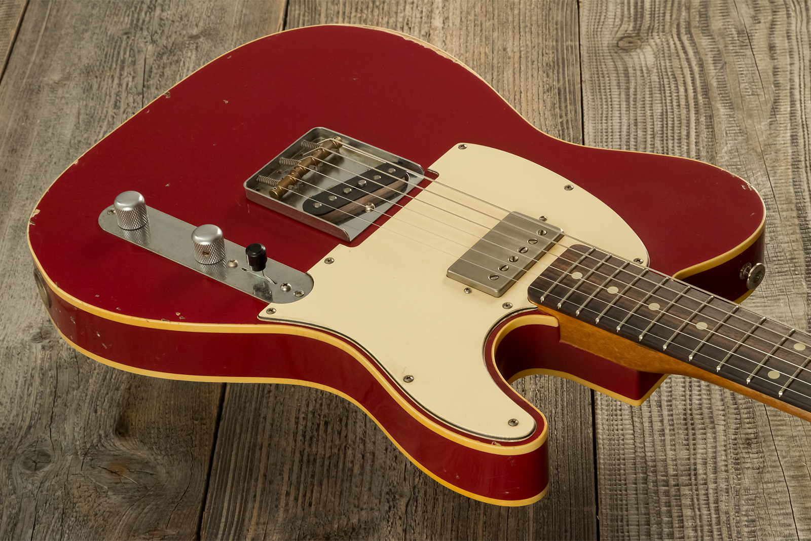 Haar Guitars Trad T Custom Sh Lindy Fralin Ht Rw #42271 - Aged Burgundy - Tel shape electric guitar - Variation 2