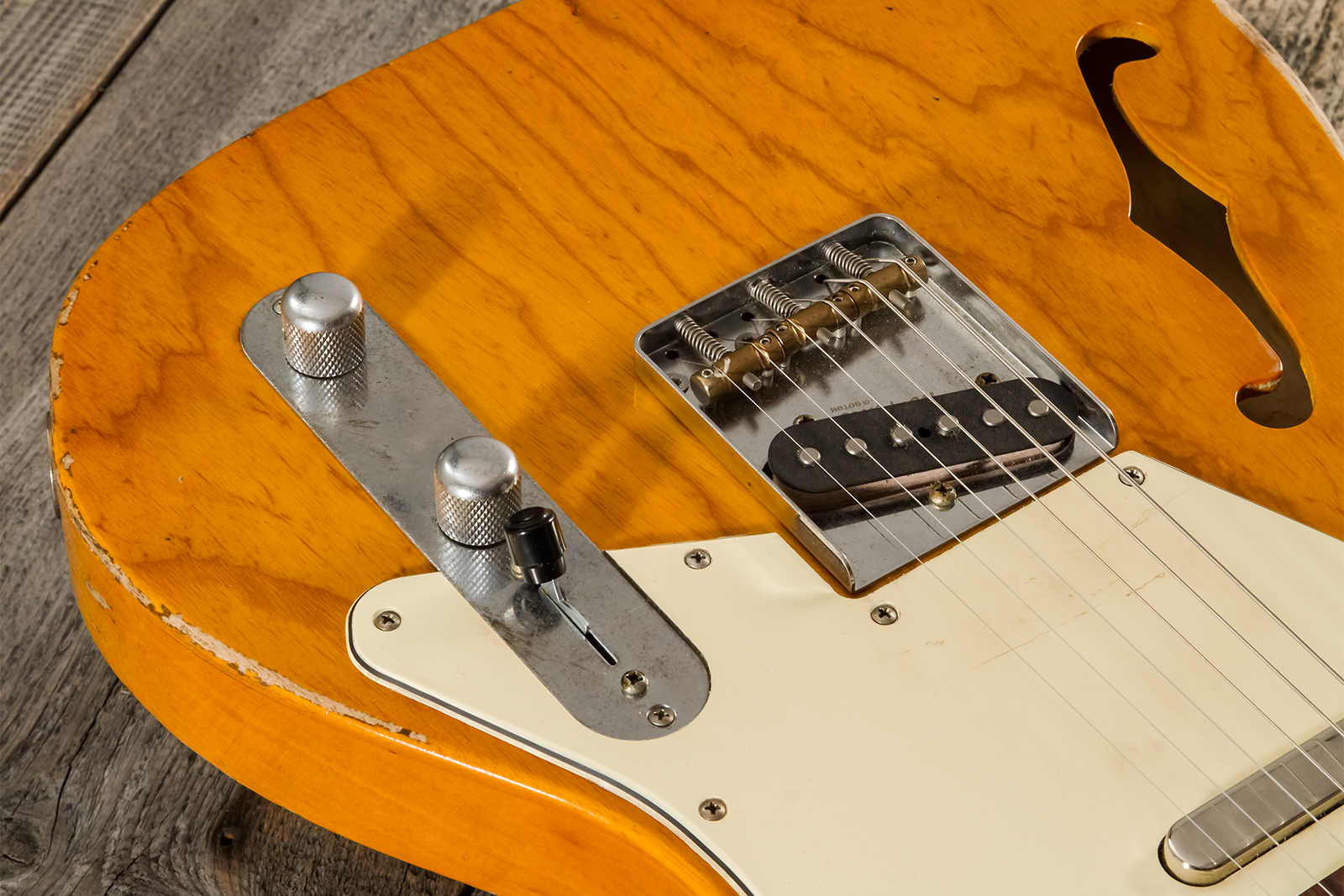 Haar Guitars Trad T Thinline 2s Lindy Fralin Ht Rw #42269 - Aged Orange Antique - Tel shape electric guitar - Variation 4