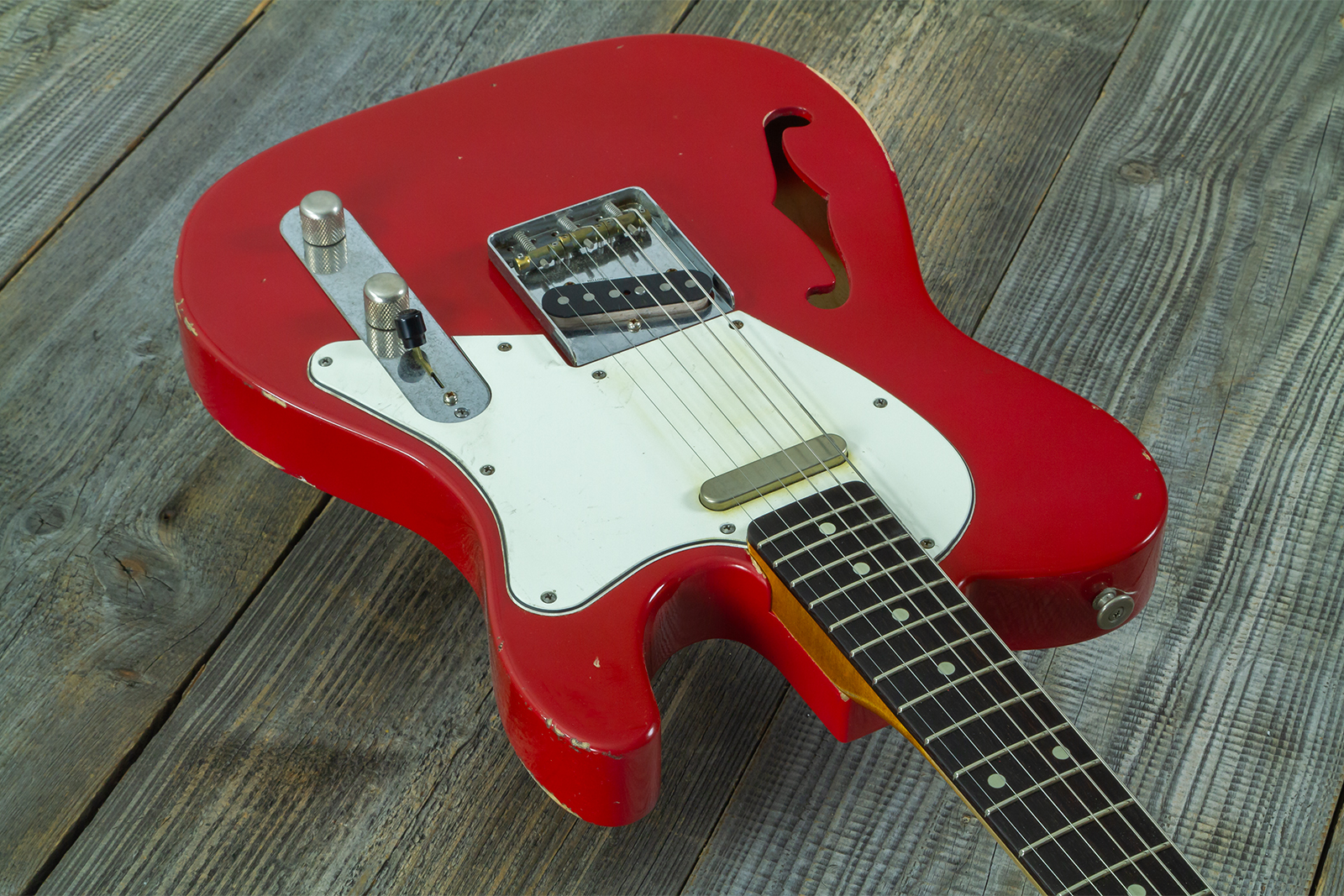 Haar Guitars Trad T Thinline 2s Lindy Fralin Rw #43661 - Aged Old Red - Tel shape electric guitar - Variation 3