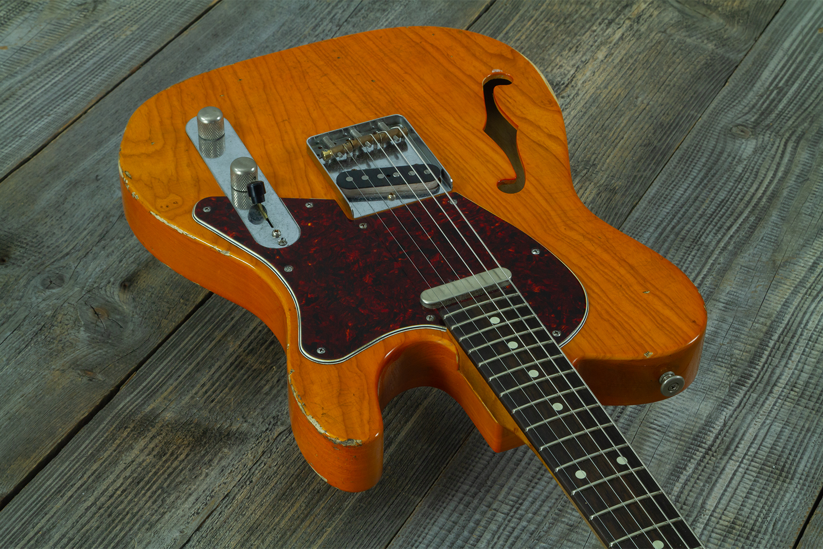 Haar Guitars Trad T Thinline 2s Lindy Fralin Rw #43673 - Aged Orange See Through - Tel shape electric guitar - Variation 2