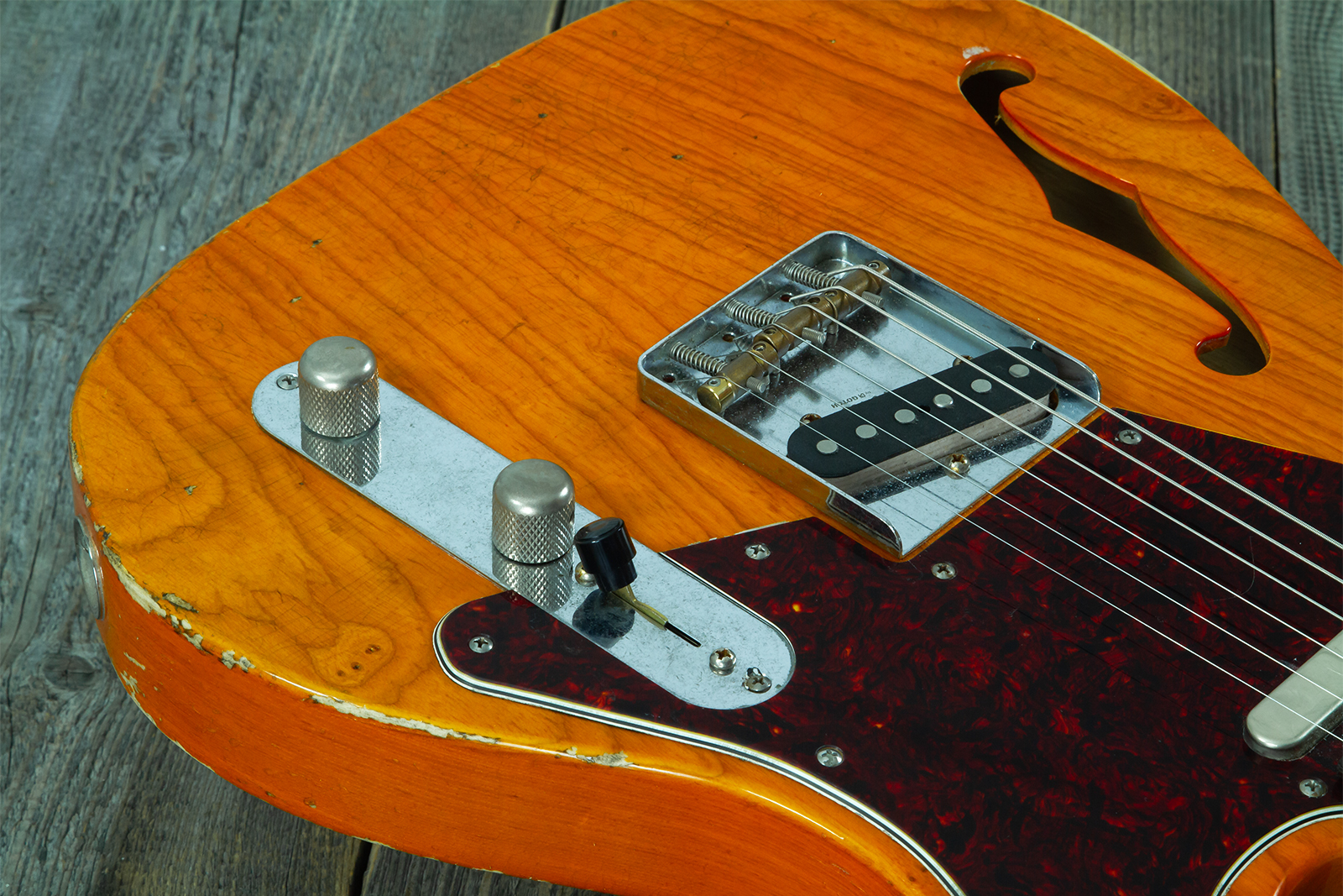 Haar Guitars Trad T Thinline 2s Lindy Fralin Rw #43673 - Aged Orange See Through - Tel shape electric guitar - Variation 5