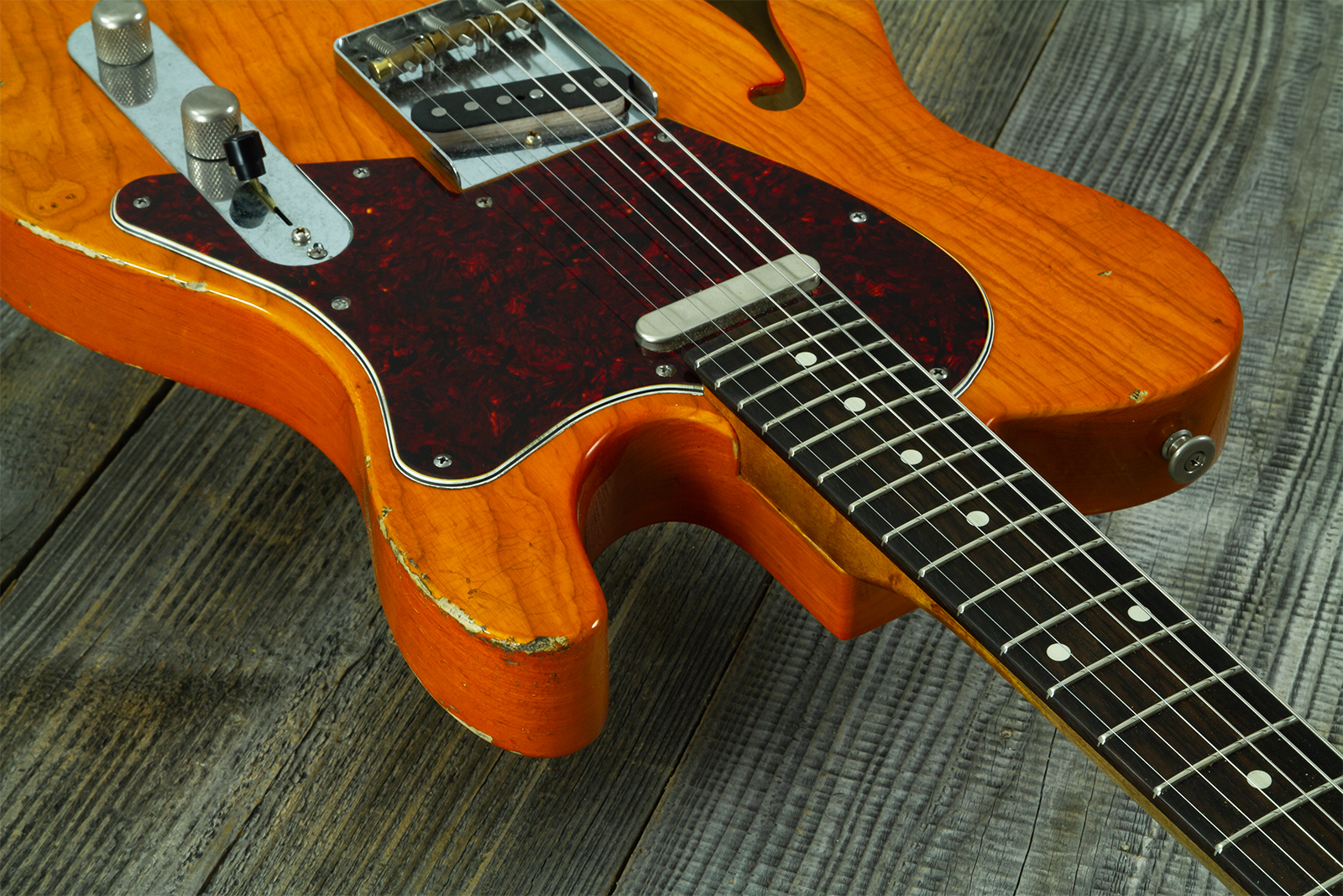 Haar Guitars Trad T Thinline 2s Lindy Fralin Rw #43673 - Aged Orange See Through - Tel shape electric guitar - Variation 6