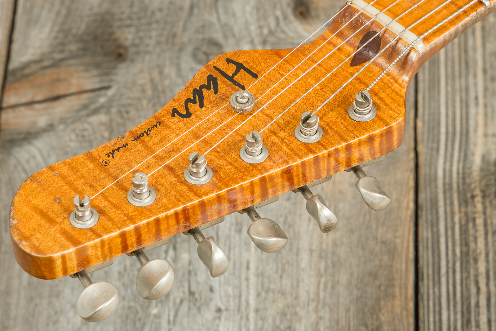 Haar Guitars Trad T Thinline Sh Tv Jones / Lindy Fralin Ht Mn #42270 - Aged Orange Antique - Tel shape electric guitar - Variation 6
