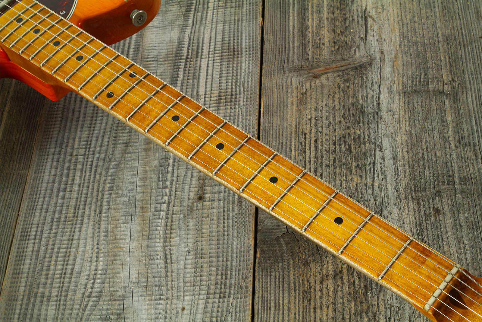 Haar Guitars Trad T Thinline Sh Tv Jones / Lindy Fralin Mn #43674 - Aged Orange See Through - Tel shape electric guitar - Variation 6
