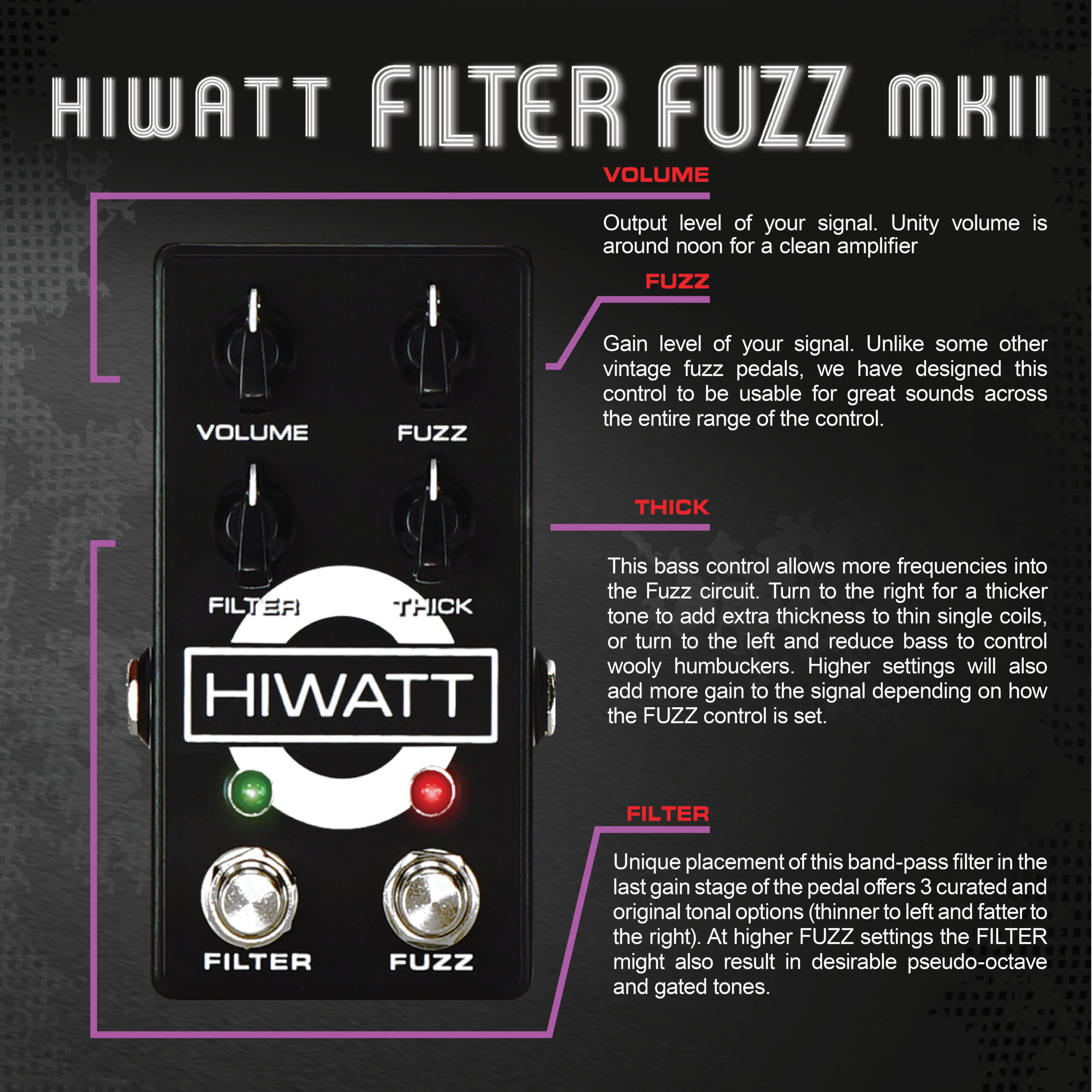 Hiwatt Filter Fuzz Mkii - Overdrive, distortion & fuzz effect pedal - Variation 2