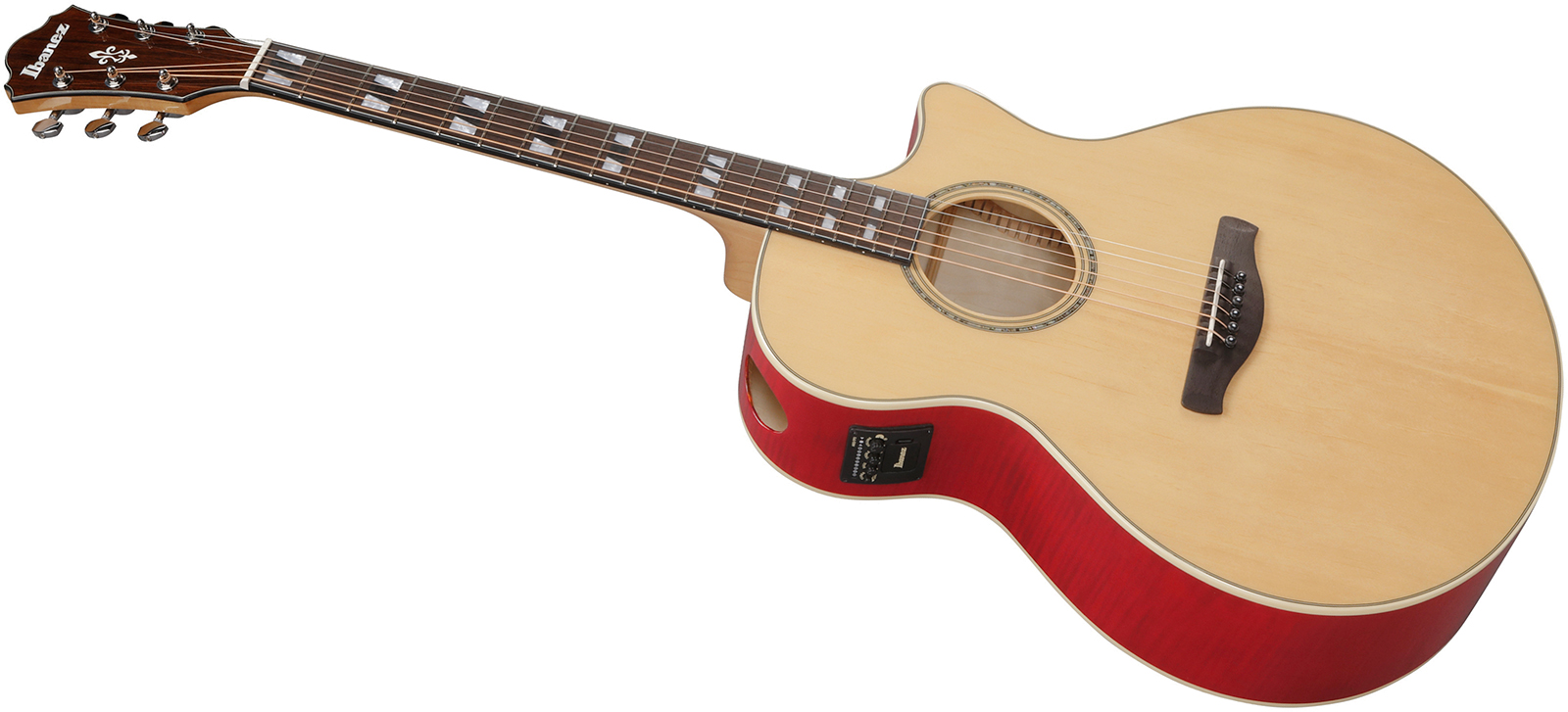 Ibanez Ae170 Ntr Concert Thinline Cw Epicea Erable Ova - Natural Top, Transparent Red Back - Folk guitar - Variation 2