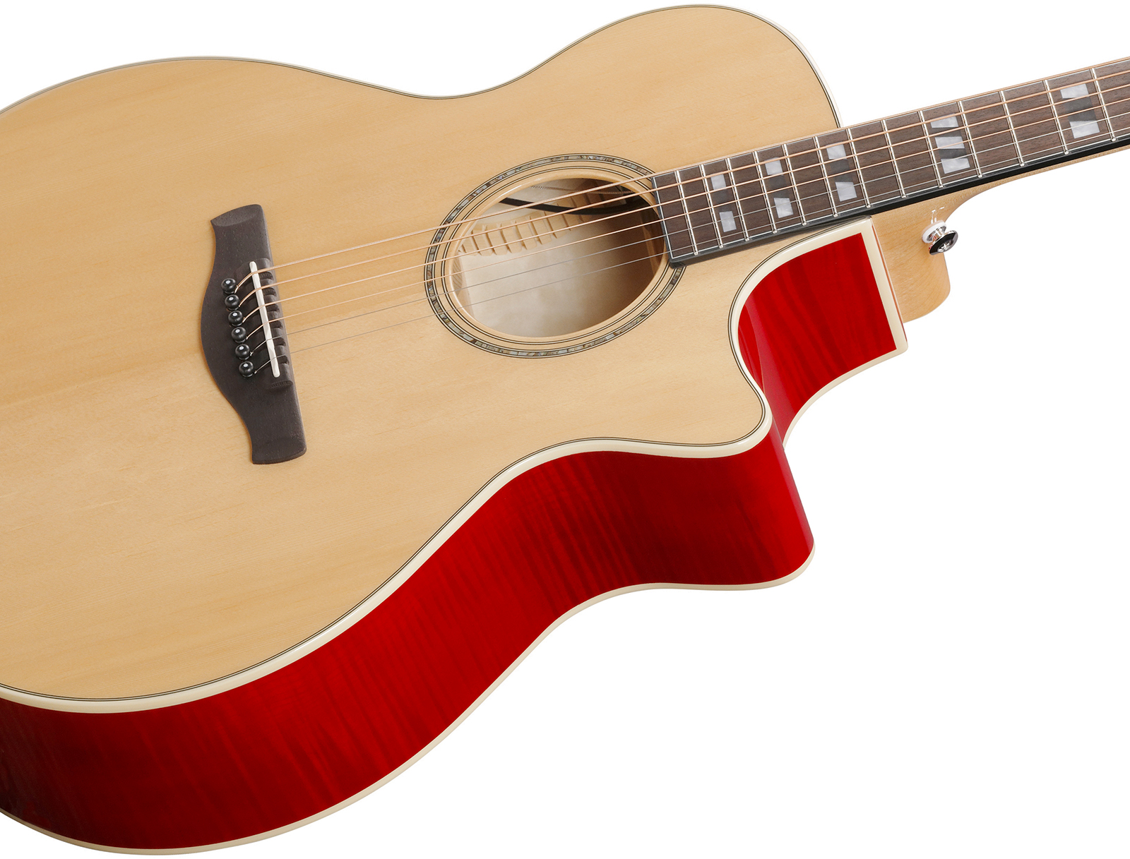 Ibanez Ae170 Ntr Concert Thinline Cw Epicea Erable Ova - Natural Top, Transparent Red Back - Folk guitar - Variation 3
