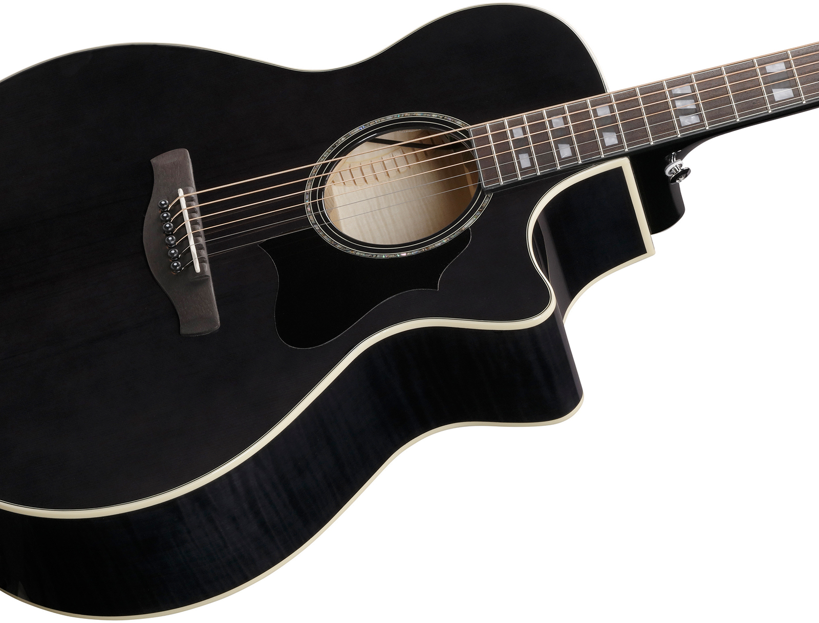 Ibanez Ae170 Tbk Concert Thinline Cw Epicea Erable Ova - Transparent Black - Folk guitar - Variation 3