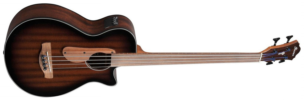 Ibanez Aegb24fe Mhs Fretless Cw Tout Sapele Noy - Mahogany Sunburst - Acoustic bass - Variation 1