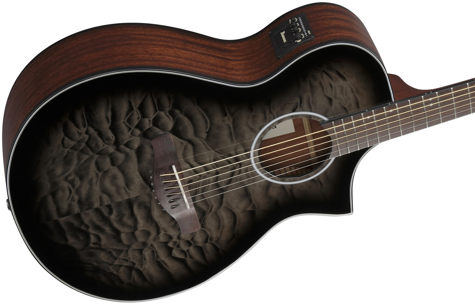 Ibanez Aewc16qa Tkh Grand Concert Cw Tilleul Sapele Rw - Transparent Black Sunburst - Folk guitar - Variation 2