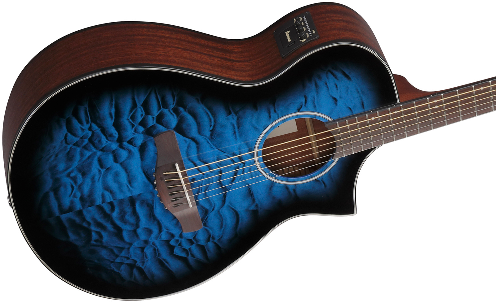 Ibanez Aewc16qa Tlh Grand Concert Cw Tilleul Sapele Rw - Transparent Blue Sunburst - Folk guitar - Variation 2
