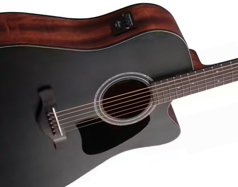 Ibanez Aw247ce Wk Artwood Dreadnought Cw Tout Okoume Ova - Weathered Black Open Pore - Folk guitar - Variation 2