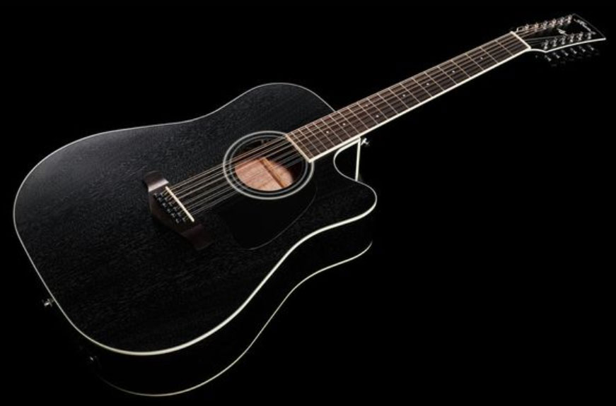 Ibanez Aw8412ce Wk Artwood Dreadnought Cw 12c Tout Okoume Ova - Weathered Black Open Pore - Electro acoustic guitar - Variation 1