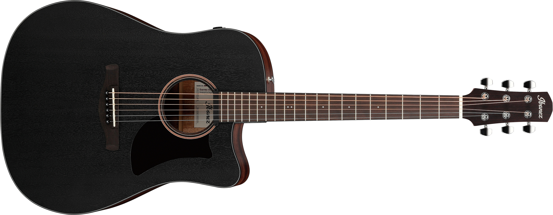 Ibanez Aad190ce Wkh Advanced Dreadnought Cw Tout Okoume Ova - Weathered Black Open Pore - Electro acoustic guitar - Main picture