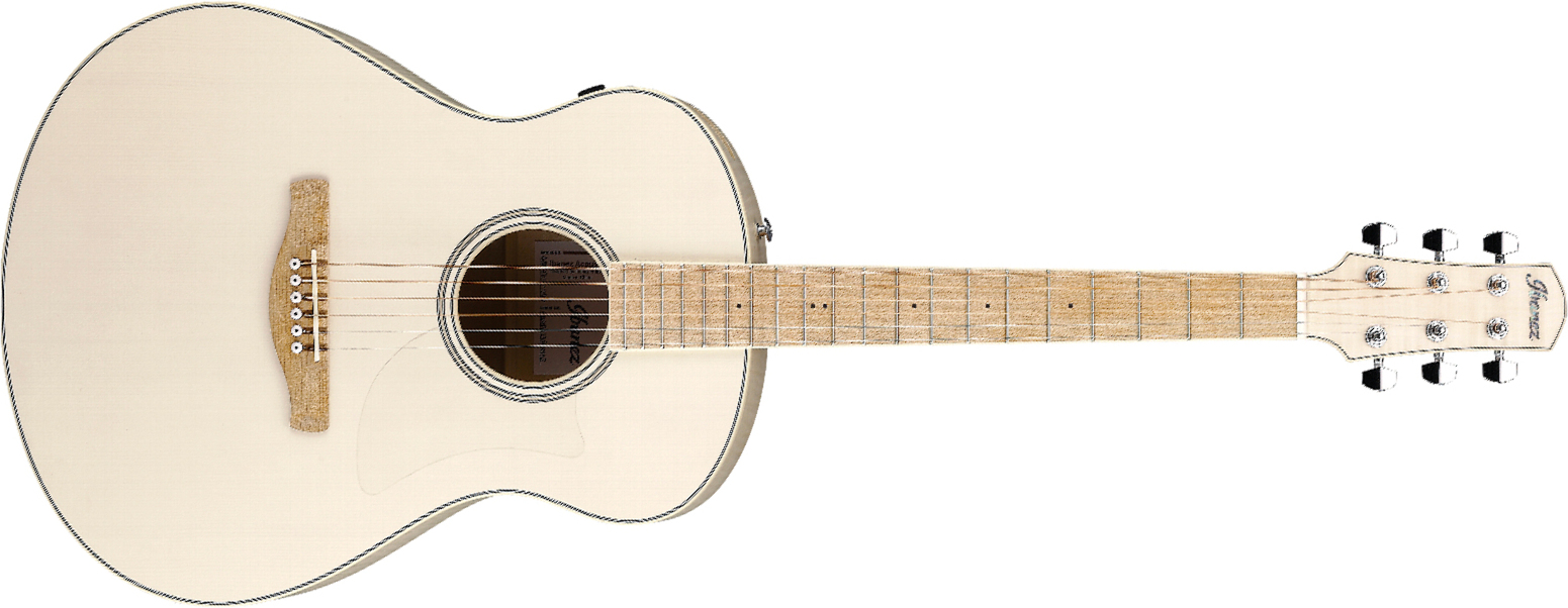 Ibanez Aam370e Oaw Advanced Auditorium Epicea Erable Mn - Open Pore Antique White - Folk guitar - Main picture