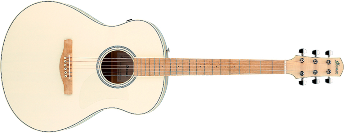 Ibanez Aam370m2e Aib Advanced Auditorium Epicea Erable Mn - Transparent Antique White Ice Blue Open Pore - Folk guitar - Main picture