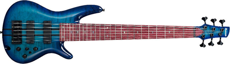 Ibanez Adam Nitti Anb306 Signature 6c Active Bartolini Pur - Transparent Blue - Solid body electric bass - Main picture