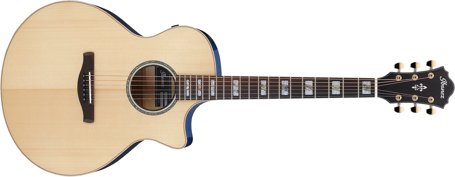 Ibanez Ae390 Nta Concert Thinline Cw Epicea Erable Rw - Natural Top / Aqua Blue Back - Folk guitar - Main picture