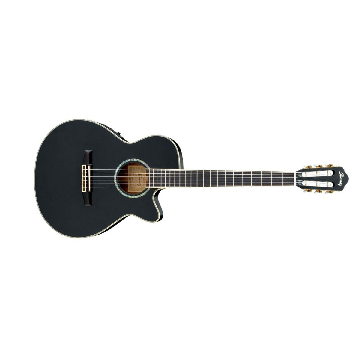 Ibanez Aeg10nii Bk Concert Cw Epicea Acajou - Black High Gloss - Classical guitar 4/4 size - Main picture