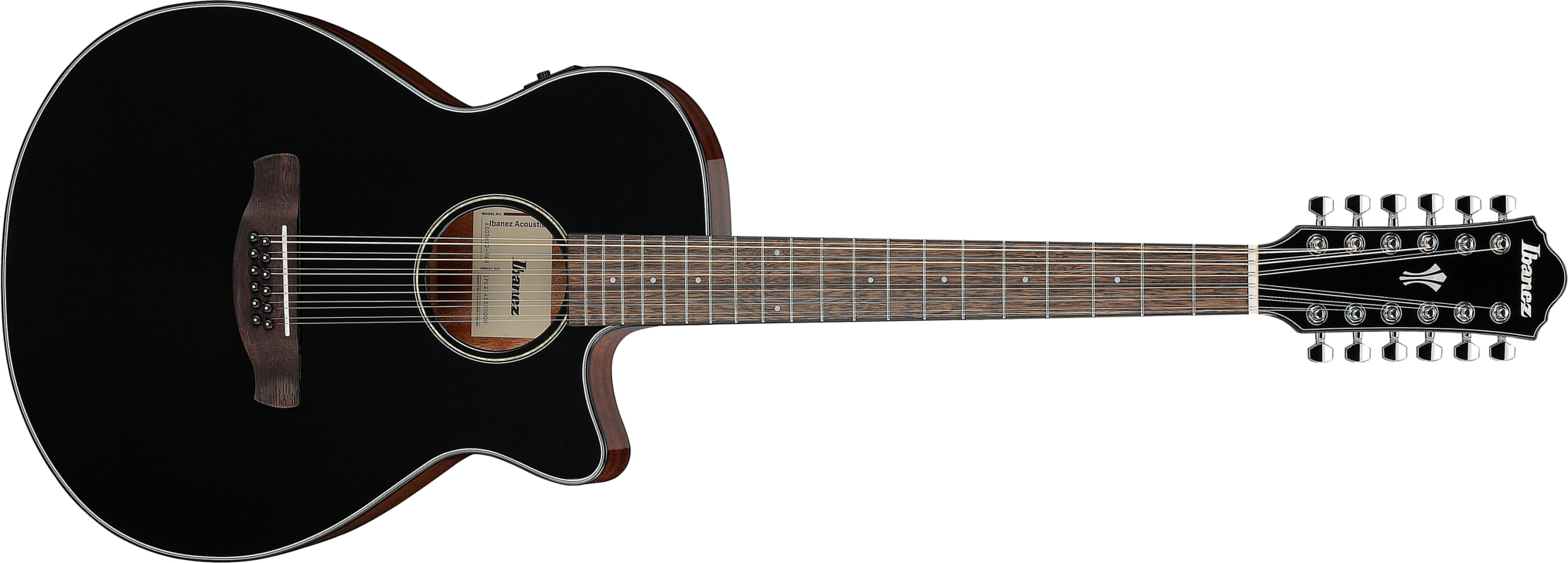 Ibanez Aeg5012 Bkh Concert 12c Epicea Okoume Lau - Black - Folk guitar - Main picture