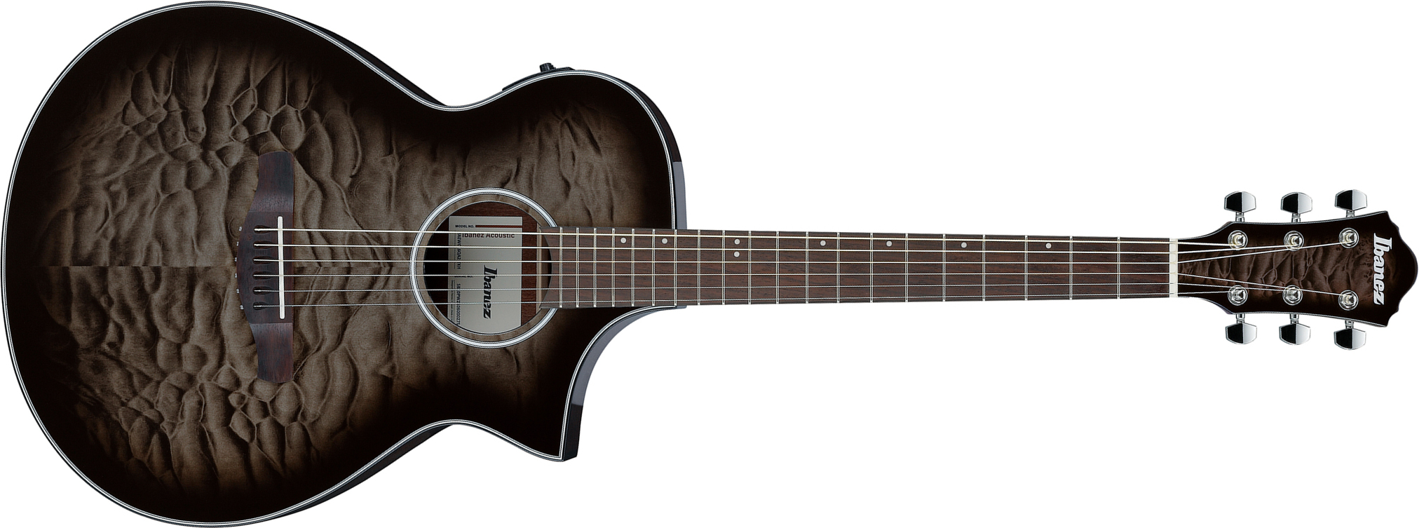 Ibanez Aewc16qa Tkh Grand Concert Cw Tilleul Sapele Rw - Transparent Black Sunburst - Folk guitar - Main picture