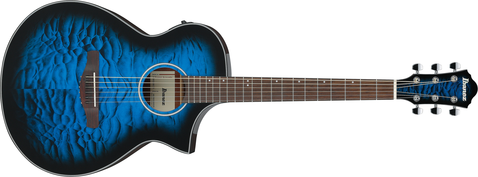 Ibanez Aewc16qa Tlh Grand Concert Cw Tilleul Sapele Rw - Transparent Blue Sunburst - Folk guitar - Main picture