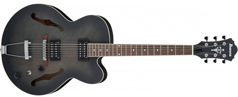 Ibanez Af55 Tkf Artcore Hh Ht Lau - Transparent Black Flat - Hollow-body electric guitar - Main picture