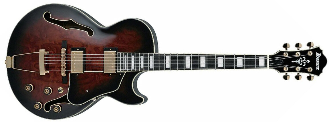Ibanez Ag95qa Dbs Artcore Expressionist Hh Ht Eb - Dark Brown Sunburst - Hollow-body electric guitar - Main picture
