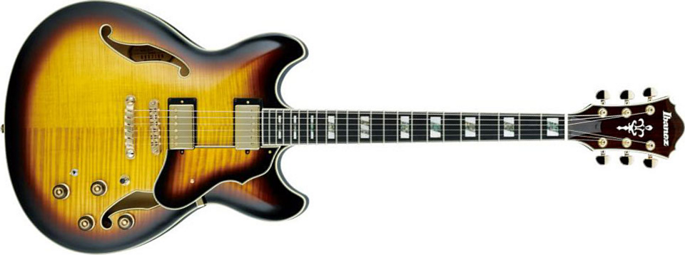 Ibanez As153 Ays Artstar Hh Ht Eb - Antique Yellow Sunburst - Semi-hollow electric guitar - Main picture