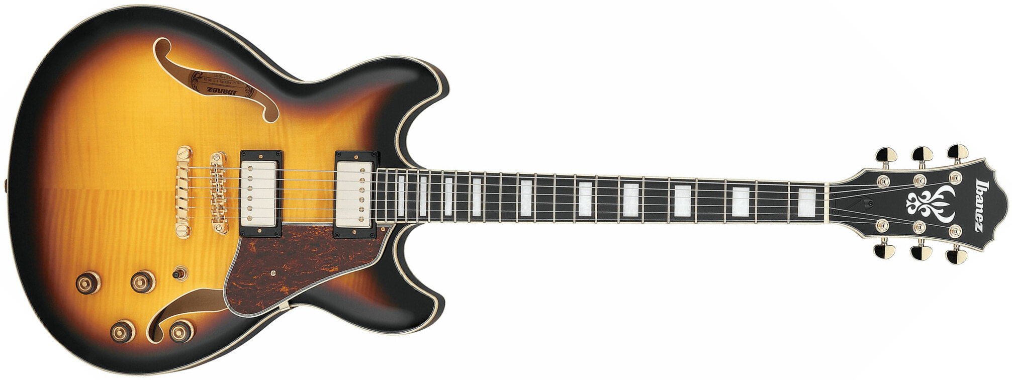 Ibanez As93fm Ays Artcore Expressionist Hh Ht Eb - Antique Yellow Sunburst - Semi-hollow electric guitar - Main picture