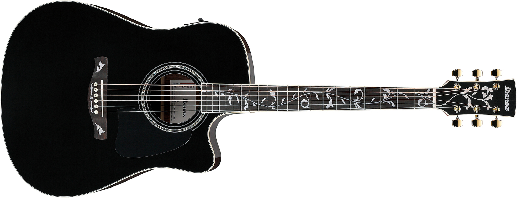 Ibanez Aw391rce Bkh Artwood Dreadnought Cw Epicea Palissandre Rw - Black Top - Folk guitar - Main picture