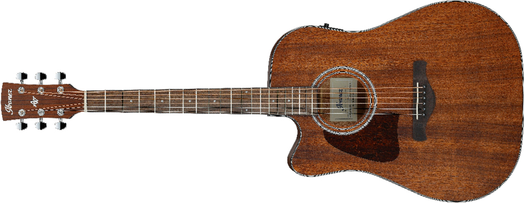 Ibanez Aw54lce Opn Artwood Dreadnought Cw Gaucher Tout Acajou Lau - Open Pore Natural - Folk guitar - Main picture