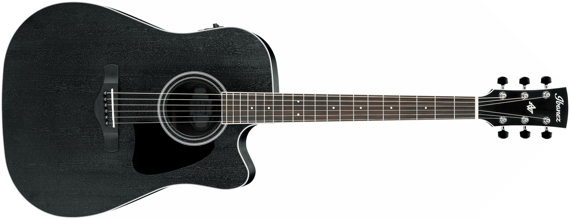 Ibanez Aw8412ce Wk Artwood Dreadnought Cw 12c Tout Okoume Ova - Weathered Black Open Pore - Electro acoustic guitar - Main picture