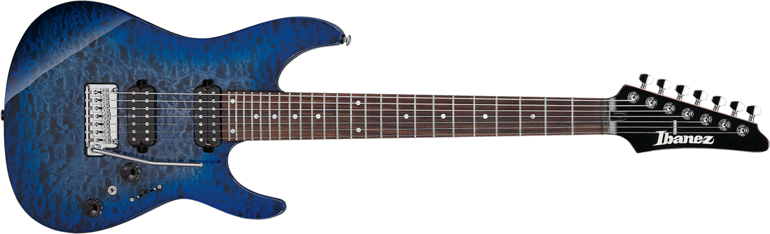 Ibanez Az427p2qm Tub Premium 2h Seymour Duncan Trem Rw - Twilight Blue Burst - 7 string electric guitar - Main picture