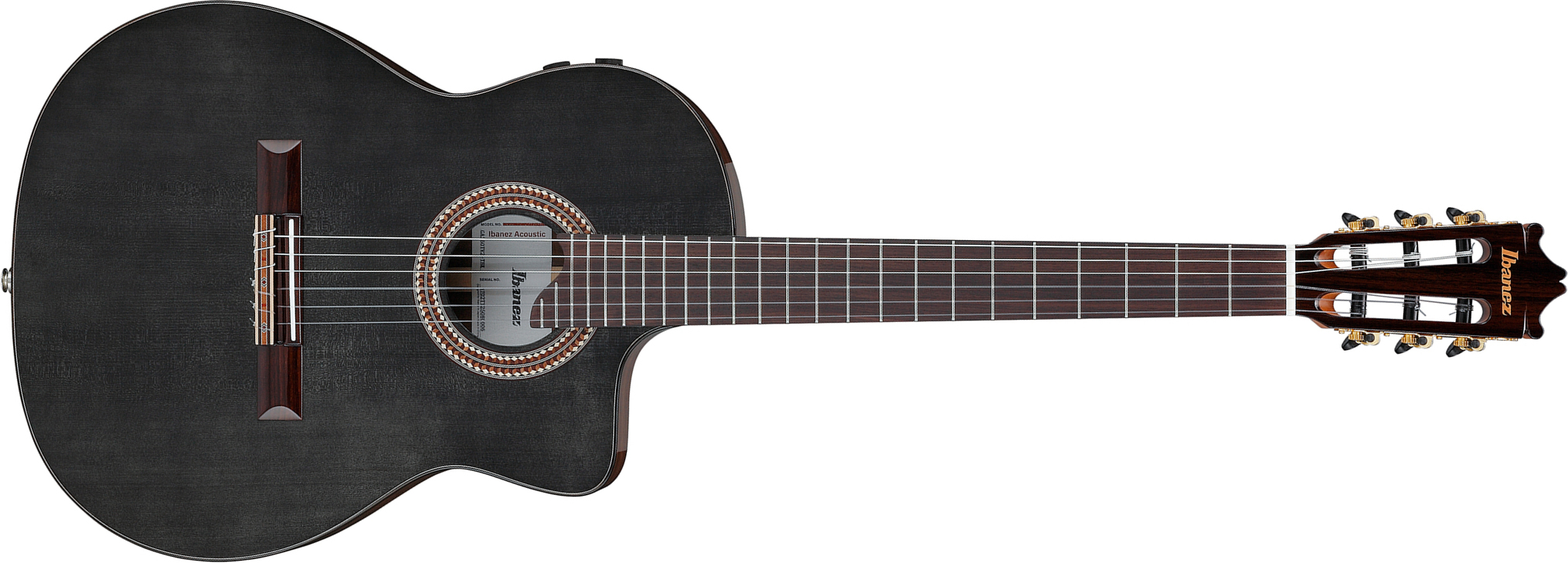 Ibanez Ga360tce Nt Classical 4/4 Thinline Epicea Acacia Rw - Transparent Black High Gloss - Classical guitar 4/4 size - Main picture