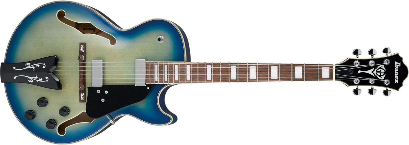 Ibanez George Benson Gb10em Jbb Signature Hh Ht Eb - Jet Blue Burst - Hollow-body electric guitar - Main picture