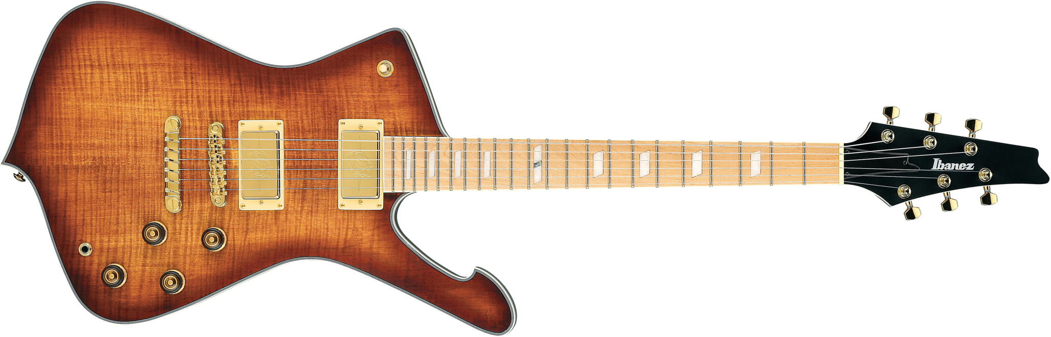 Ibanez Ic420mfm Cml Iceman 2h Ht Mn - Caramel Burst Low Gloss - Retro rock electric guitar - Main picture