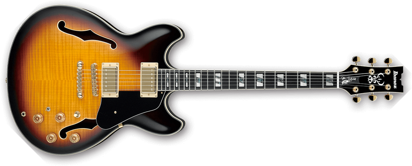 Ibanez John Scofield Jsm10 Vys Signature Hh Ht Eb - Vintage Yellow Sunburst - Semi-hollow electric guitar - Main picture