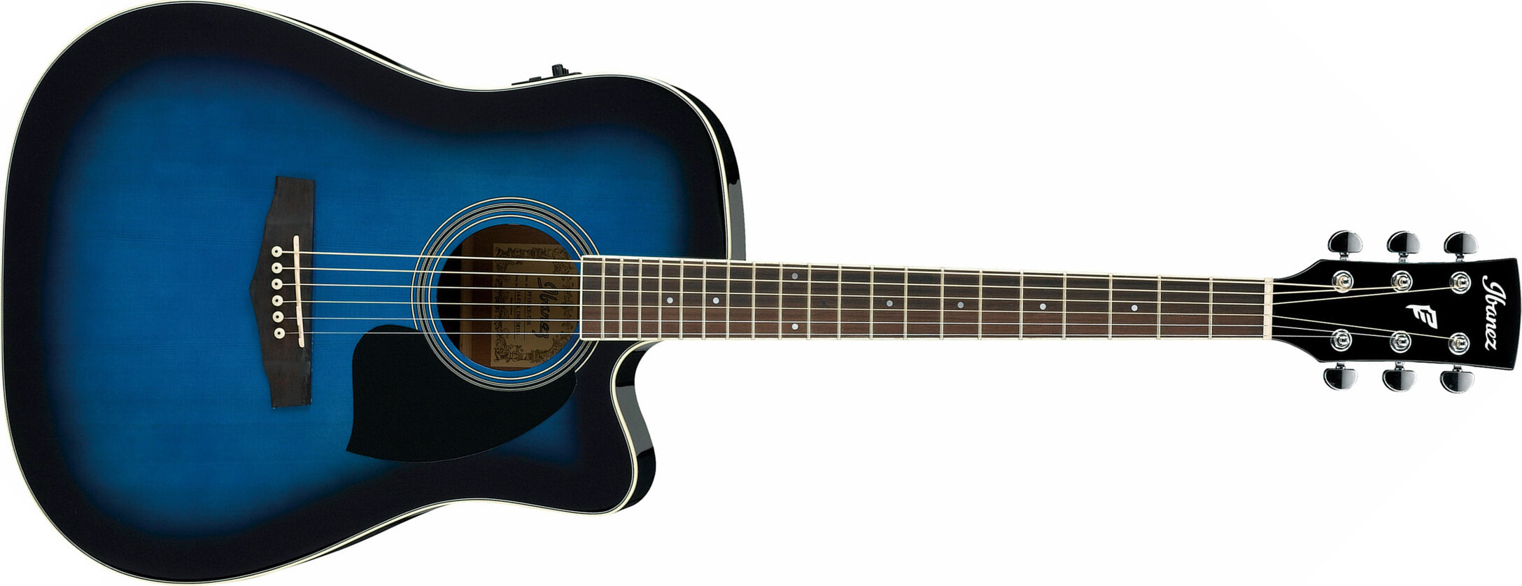 Ibanez Pf15ece Tbs Dreadnought Cw Epicea Acajou Lau - Trans Blue Sunburst - Electro acoustic guitar - Main picture